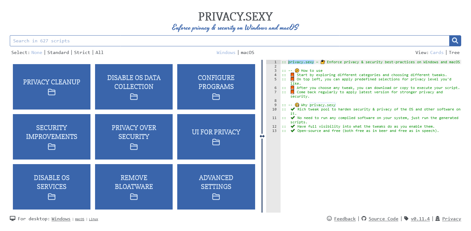 Enforce Privacy & Security Best-Practices on Windows and macOS: privacy.sexy